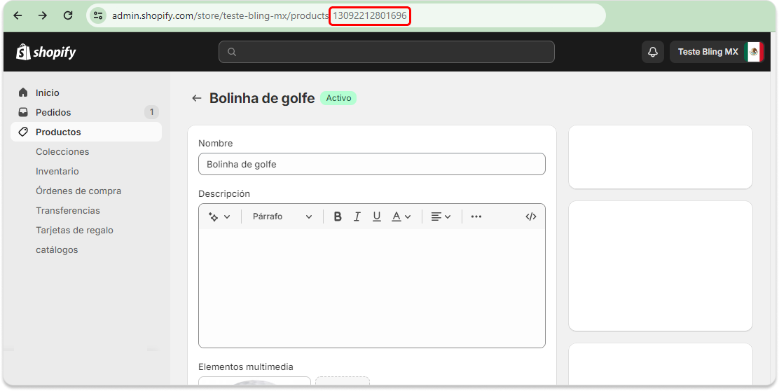 ID en la tienda del producto principal - Shopify.png