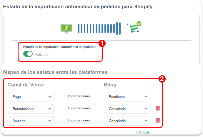 Importación automática de pedidos Shopify